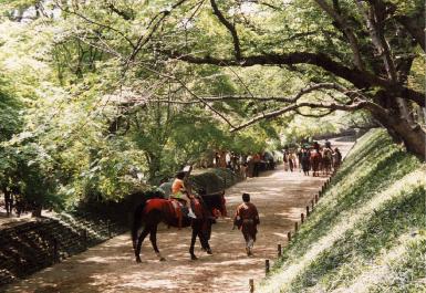 300年祭に行われた乗馬体験の様子の写真