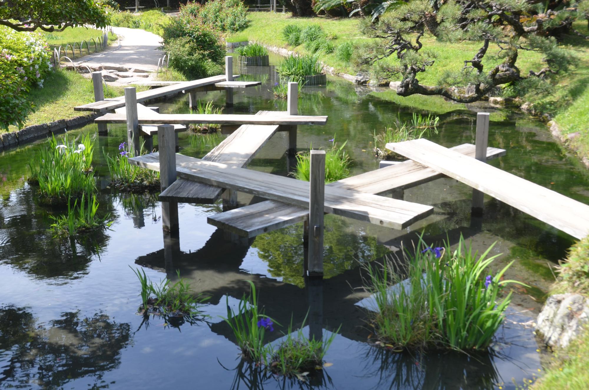 カキツバタと八橋。