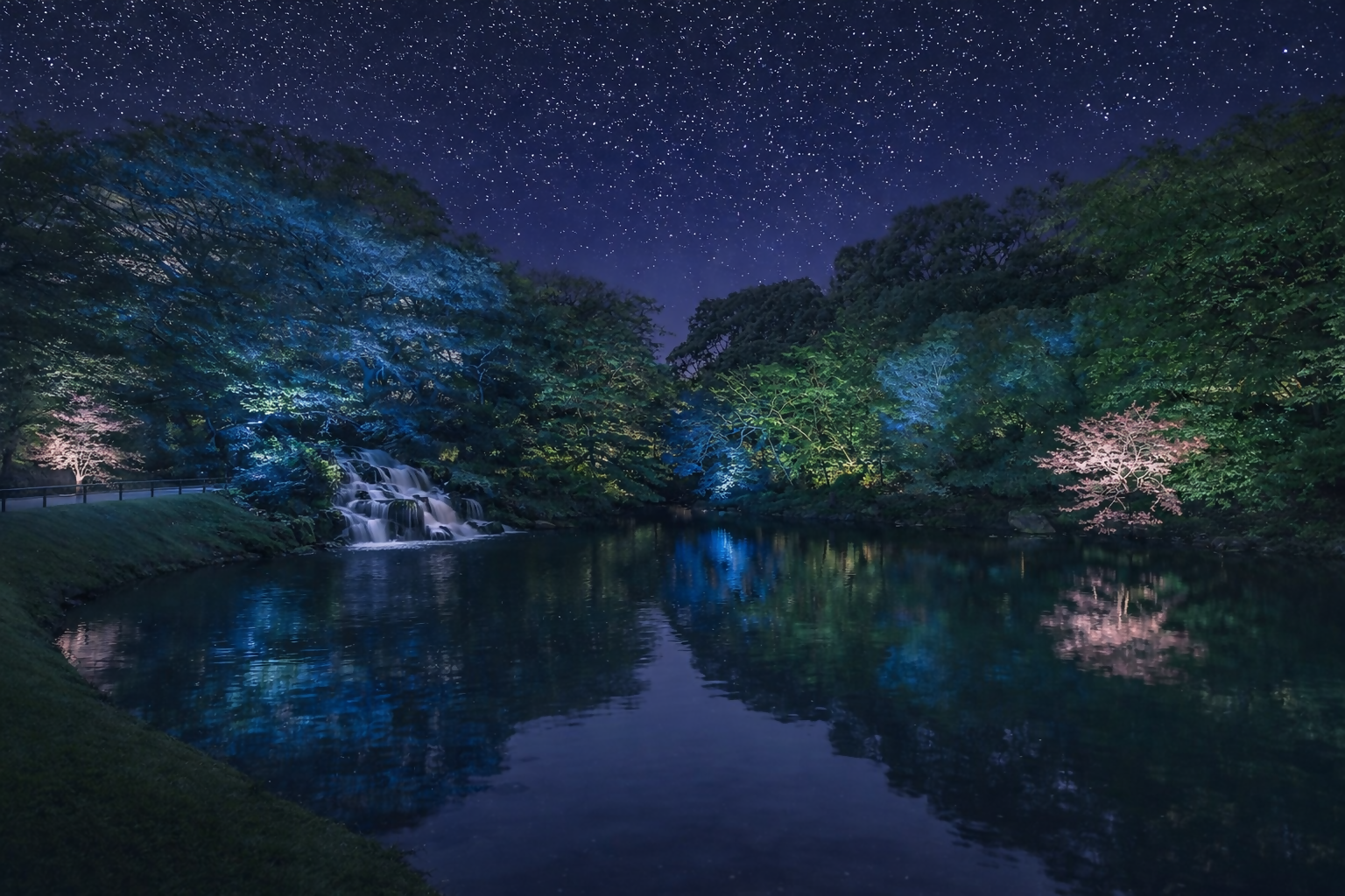 二色が岡周辺のライトアップ。