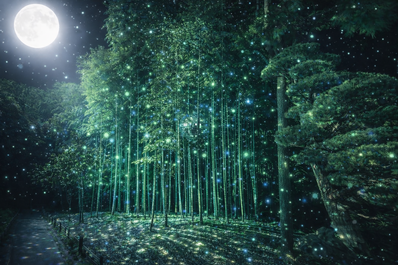 竹と煌めきのイメージ。